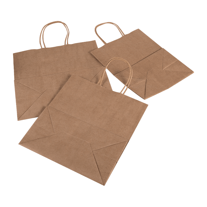 Bulk Kraft Paper Shopping Takeaway Bags med bärhandtag