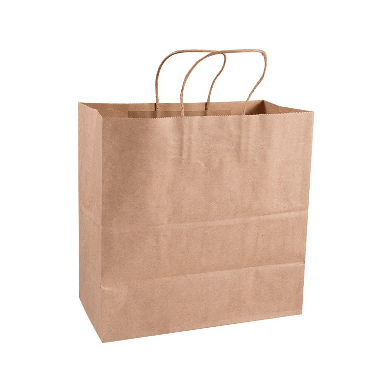 Bulk Kraft Paper Shopping Takeaway Bags med bärhandtag