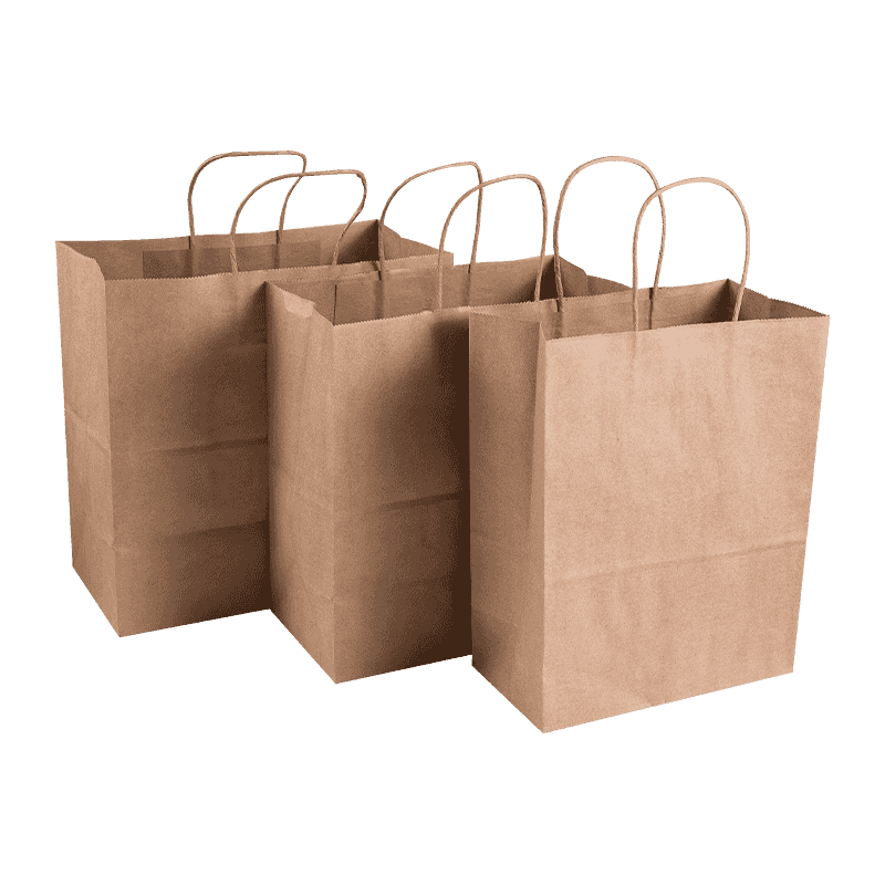 Bulk Kraft Paper Shopping Takeaway Bags med bärhandtag